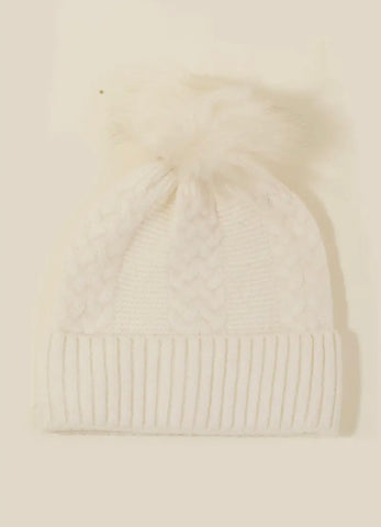 Cream Pom Beanie