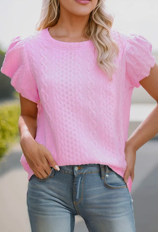 Short Sleeve Pink Sweater