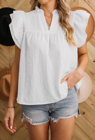 White Ruffle Top