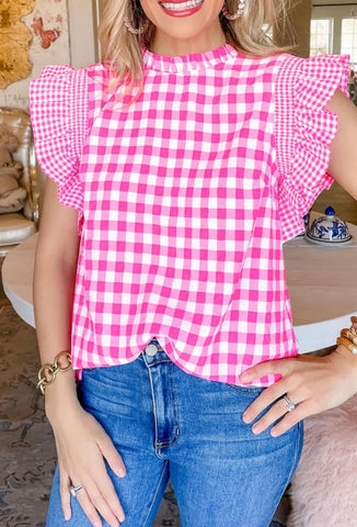 Pink Gingham Top