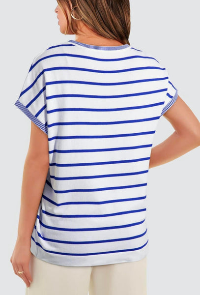 Blue and White Striped Sweater