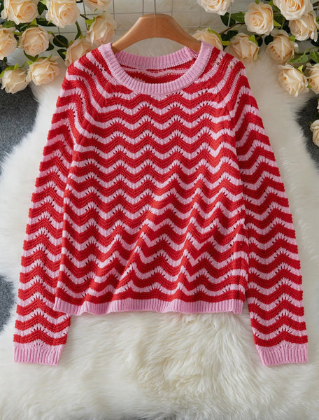 Rose Wave Knit Sweater