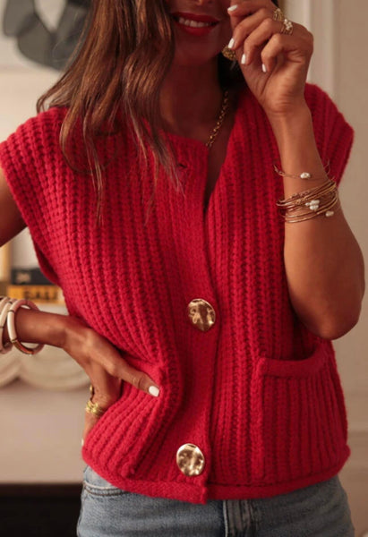 Red Buttoned Sweater