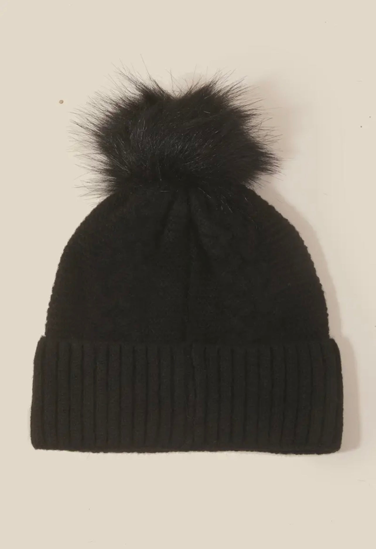 Black Pom Beanie