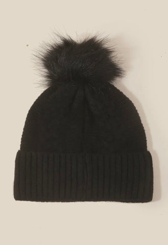 Black Pom Beanie