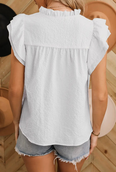 White Ruffle Top