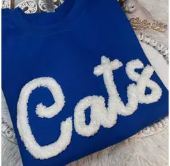 Cats Sweatshirt with Chunky White Yarn