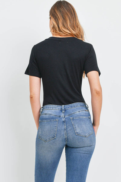 V Neck Short Sleeve Bodysuit
