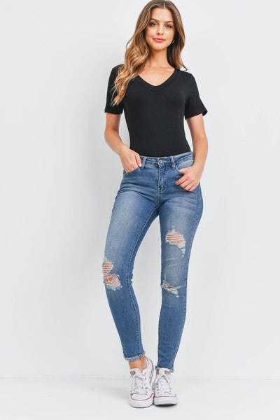 V Neck Short Sleeve Bodysuit