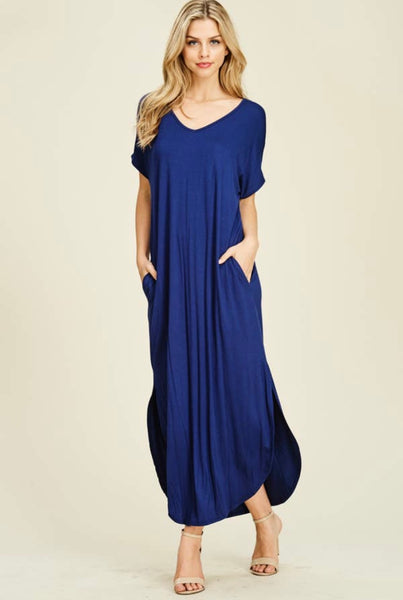Navy Maxi Dress with Pockets