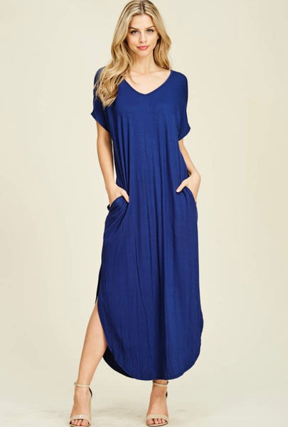 Navy Maxi Dress with Pockets