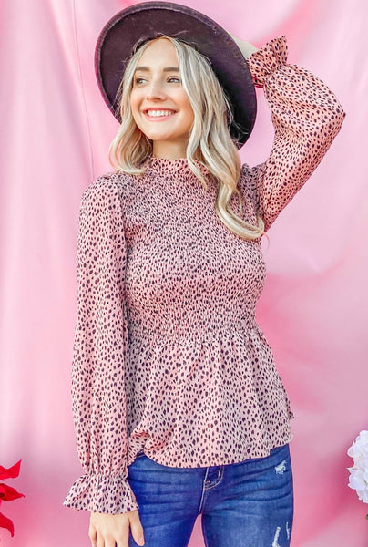 Leopard Smocked Top