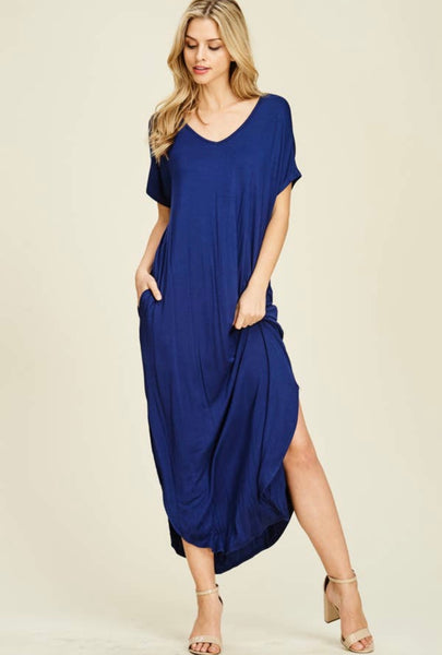 Navy Maxi Dress with Pockets